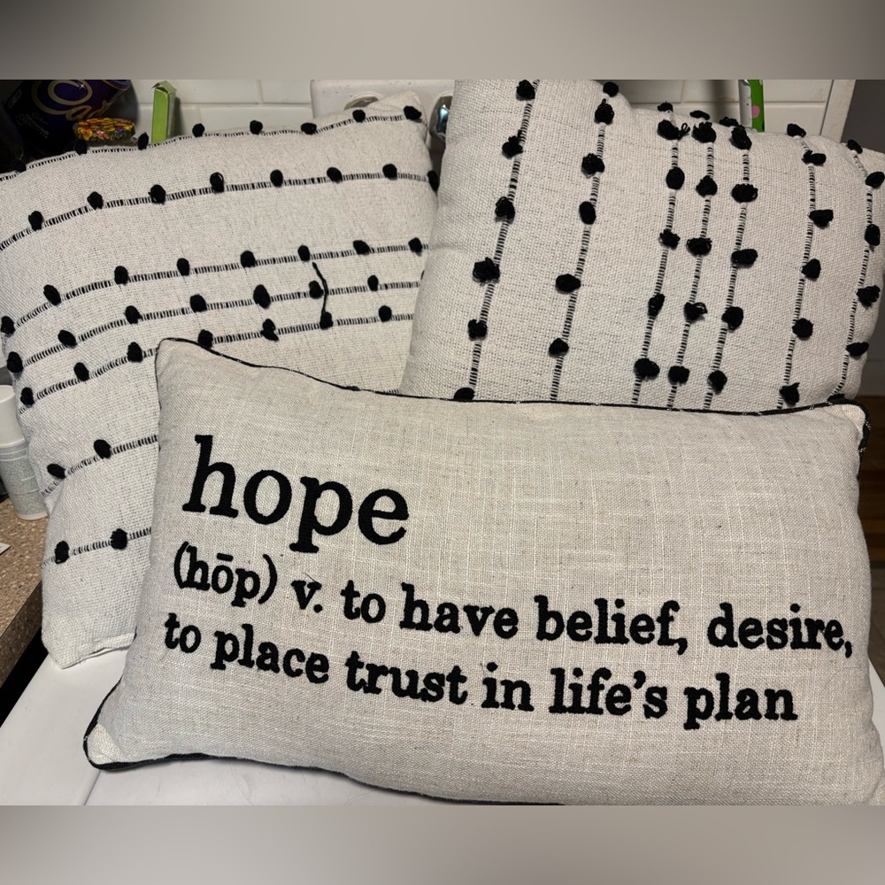 Hope Accent Pillow - Black and White new never used